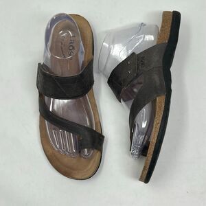 Taos Footwear Women’s Zone Sandals Sz 10 Dark Gray Slip On Leather Arch Support